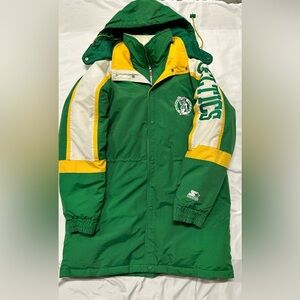 Boston Celtics Starter 90s Green and Yellow Parka Men’s XL